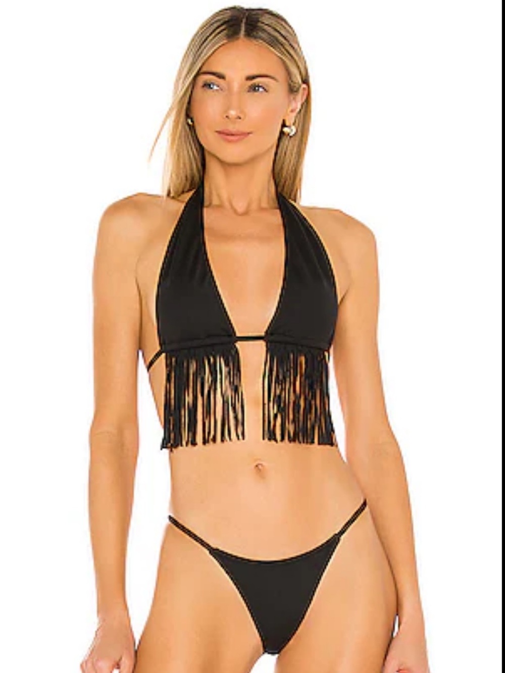 Minimale Animale Black Fringe Halter Bikini
